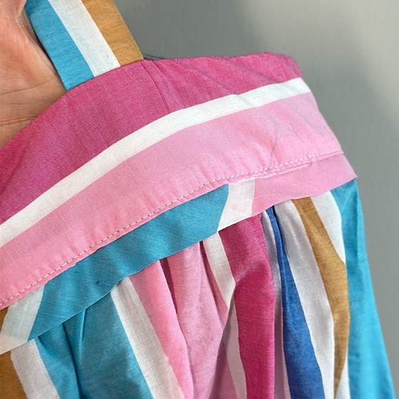 Lemlem Striped Jima Sweepy Banu Midi Summer Aqua Pink Blue Dress Size Medium - Picture 14 of 15